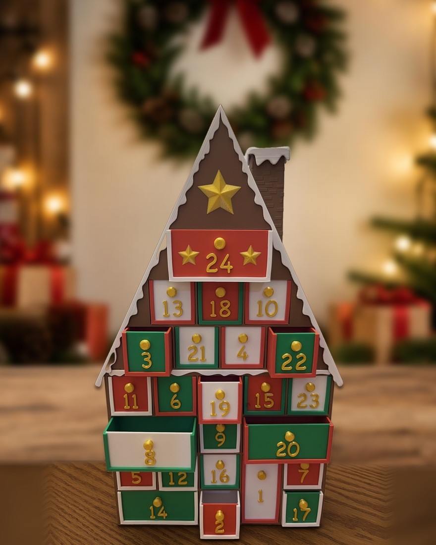 Casinha calendário do Advento com gavetinhas